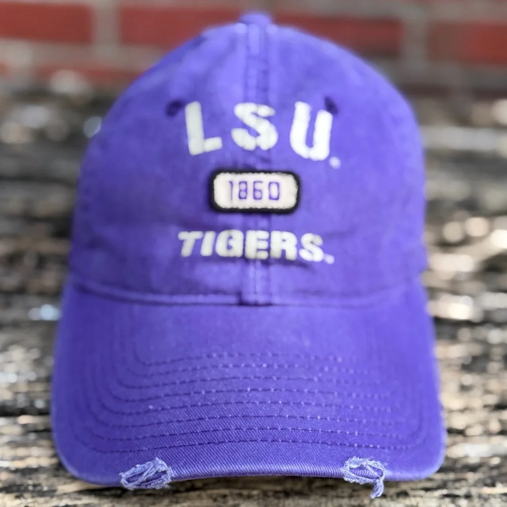 NCAA Louisiana State University LSU Tigers Adjustable Purple Distressed Cap T4
